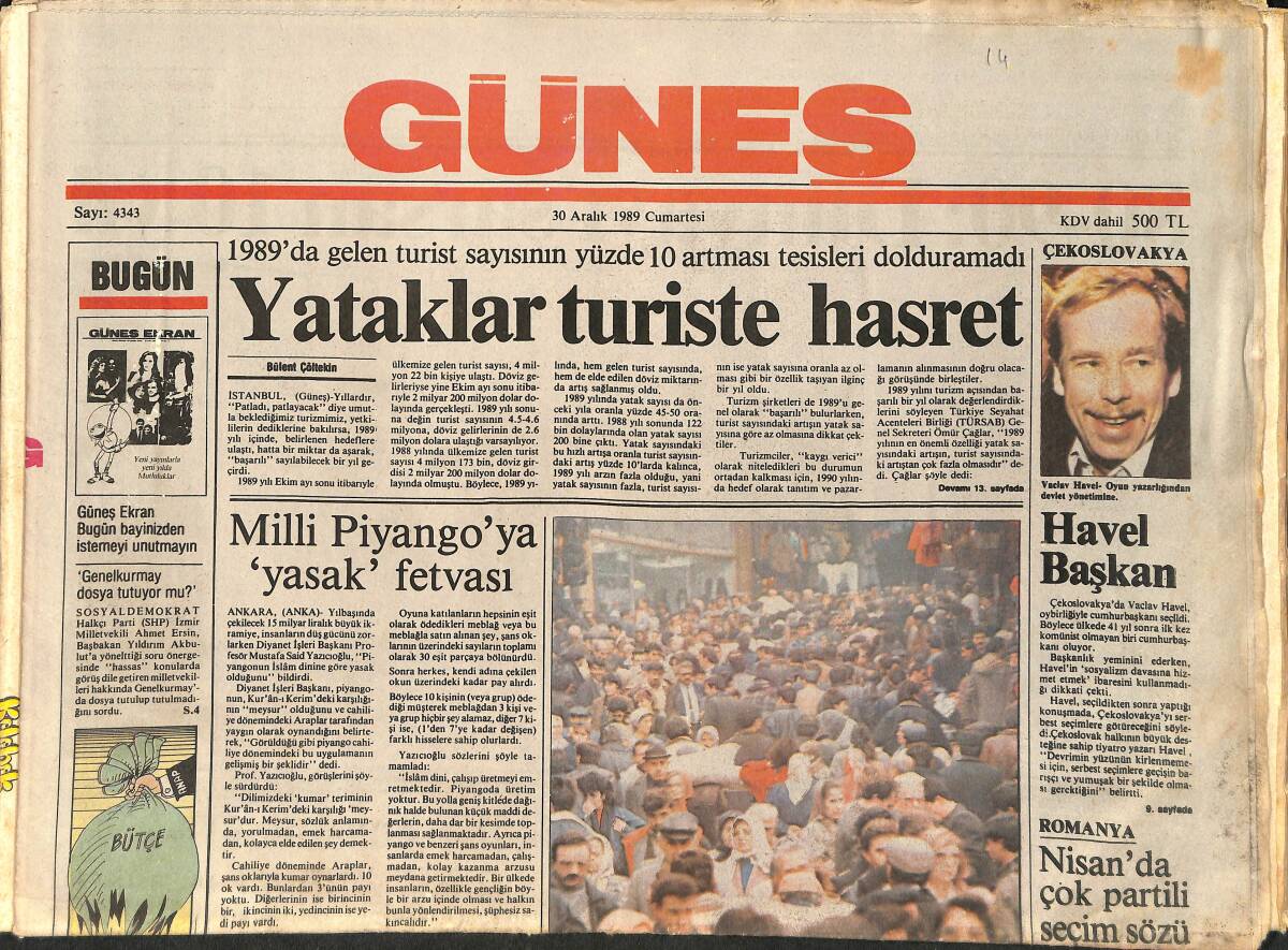 Güneş Gazetesi 30 Aralık 1989 - Erken Emekli Olmak İsteyenler Kuyruğu - Yılın Sporcusu Cüneyt GZ2459 - 1