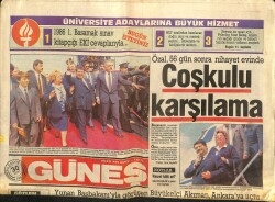 Güneş Gazetesi 30 Mart 1987 - Özal , 56 Gün Sonra Nihayet Evinde GZ62094 - 1