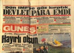 Güneş Gazetesi 30 Mayıs 1985 - Evren , Dünyanın 5. Büyük Köprüsünün Temelini Attı GZ60717 - 2