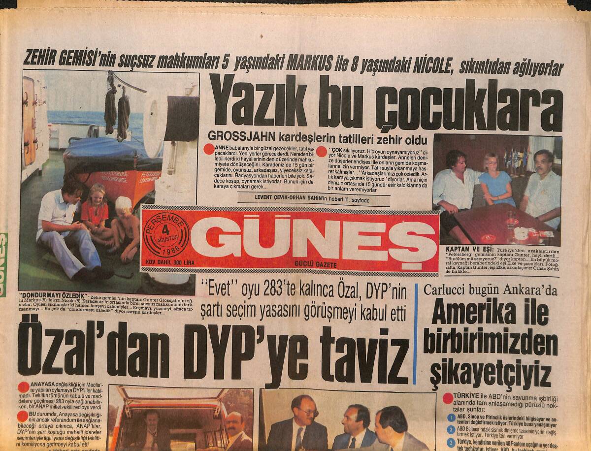 Güneş Gazetesi 4 Ağustos 1988 - Topkapı Hastanesi Belgeleri Vermedi - Fenerbahçe İzmir'de Moral Buldu GZ157777 - 1