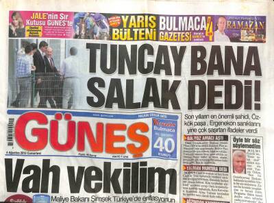Güneş Gazetesi 4 Ağustos 2012 - PKK Köylüleri Kalkan Yapıyor GZ104504 - 1