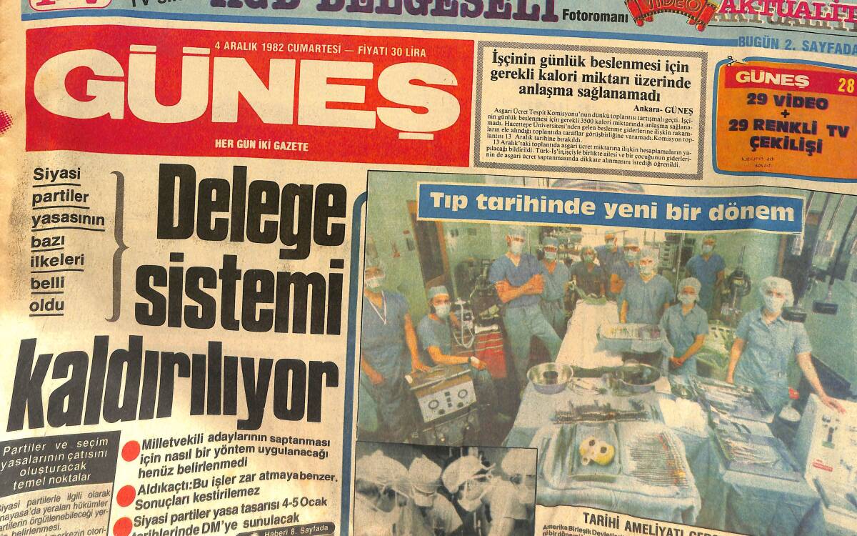 Güneş Gazetesi 4 Aralık 1982 - Kastelli 1 Yıl 3 Ay Hapse Mahkum Oldu - Delege Sistemi Kaldırılıyor - Tıp Tarihinde Yeni Bir Dönem GZ133341 - 1