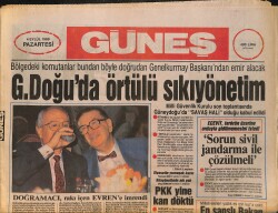 Güneş Gazetesi 4 Eylül 1989 - G.Doğu'da Örtülü Sıkıyönetim - PKK Yine Kan Döktü GZ157707 - Gökçekoleksiyon