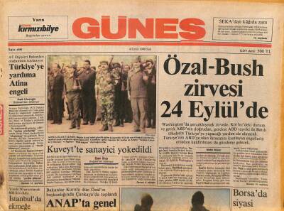 Güneş Gazetesi 4 Eylül 1990 - Körfez Krizi , Cizreli Çocukları Etkilemedi - Özal-Bush Zirvesi 24 Eylülde GZ127315 - 1
