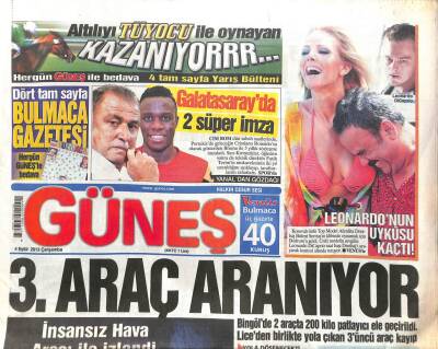Güneş Gazetesi 4 Eylül 2013 - Engelli Dostu Tarkan, Kıvançın Yeni Güzeli GZ104510 - 1