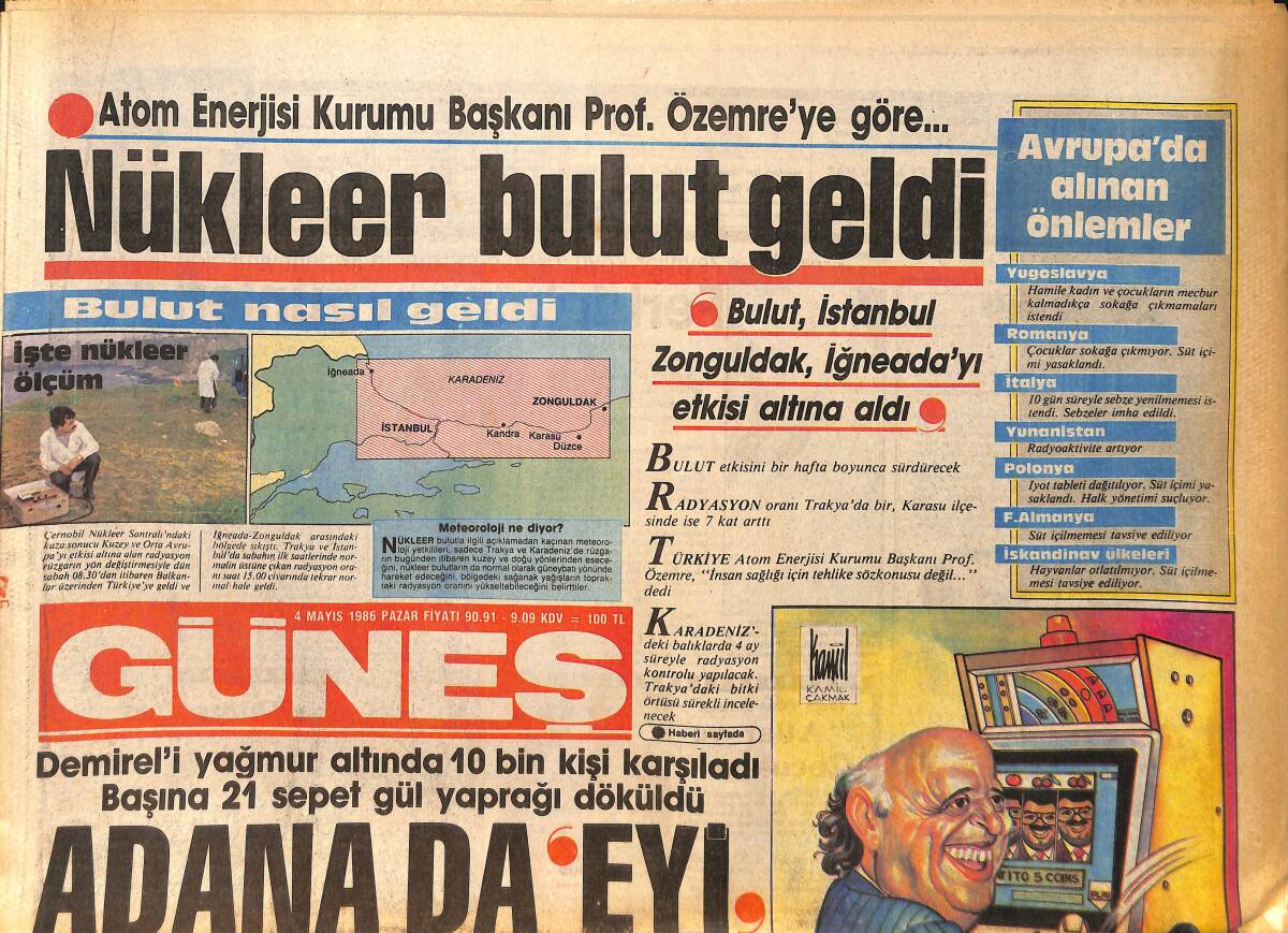 Güneş Gazetesi 4 Mayıs 1986 - Gönül Yazar'ın Giydiği Kıyafeti TRT Kabul Etmedi - Kapalıçarşı'da Kırmızı Alarm GZ158186 - 1