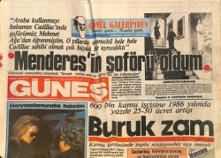Güneş Gazetesi 4 Ocak 1986 - Bayan Özal'dan Lale Bulak'a Başsağlığı - Adnan Menderes Büyük İşler Yapmaktan Korkma Demişti GZ3775 - Gökçekoleksiyon