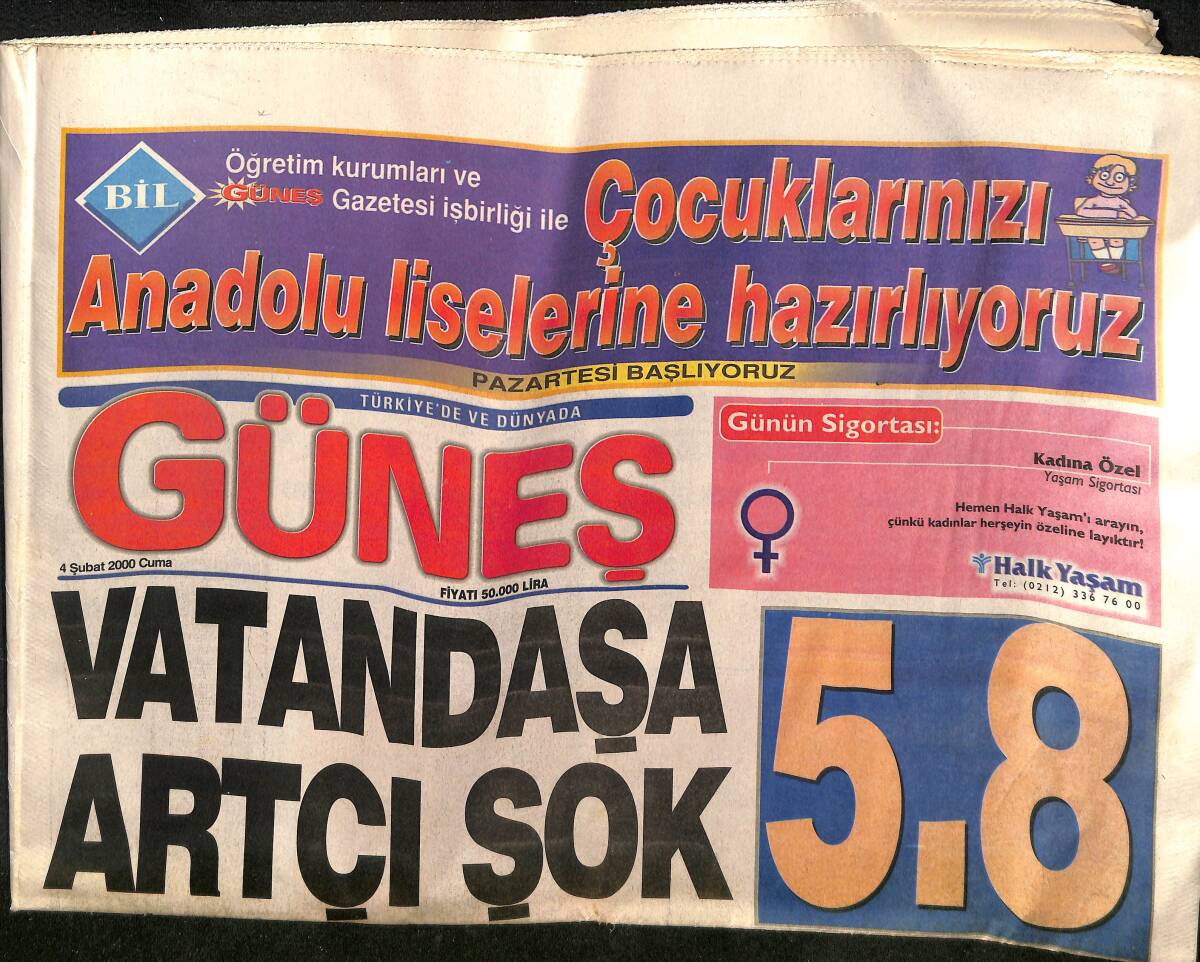 Güneş Gazetesi 4 Şubat 2000 - Hizbullahçılar , Pişmanlık Yasası'nın Peşinde - Vatandaşa Artçı Şok GZ157347 - 1