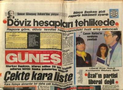 Güneş Gazetesi 4 Temmuz 1986 - Merkez Bankası , Aforoz Edilen 20 Bin Kişinin Adlarını Bütün Banka Şubelerine Bildirdi GZ62048 - 2