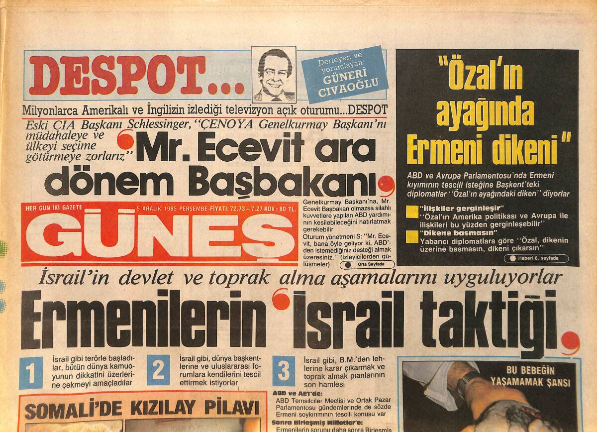 Güneş Gazetesi 5 Aralık 1985 - Harika Avcı da Yatağa Düştü GZ157795 - 1