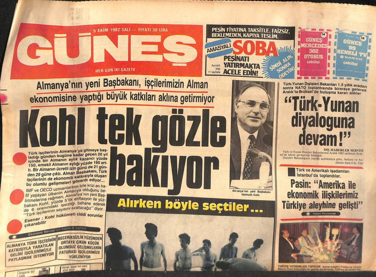 Güneş Gazetesi 5 Ekim 1982 - Kastelli'nin Eşi Bazı Belgelerle Yarın Türkiye'ye Geliyor - Türk Ve Yunan Diyaloğuna Devam Kararı Alındı GZ132362 - 1