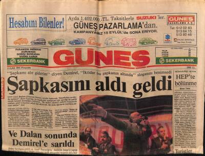 Güneş Gazetesi 5 Eylül 1991 - Doğum Günü Hediyesi GZ58439 - 1