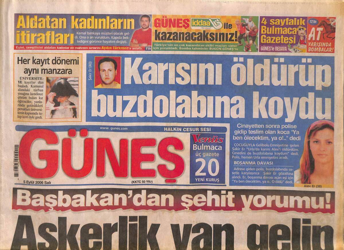 Güneş Gazetesi 5 Eylül 2006 - Ajda Mest Etti - Hande Ataizi Ve Mert İncekara Barıştılar GZ153780 - 1