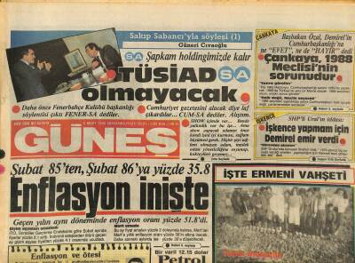 Güneş Gazetesi 5 Mart 1986 - Mustafa Olgunun Yaptığı Yemekleri Yiyen Kemal Sunal Ve Şener Şen , Bu Yemeklerle Kilo Almamak Elde Değil dediler GZ127588 - 1