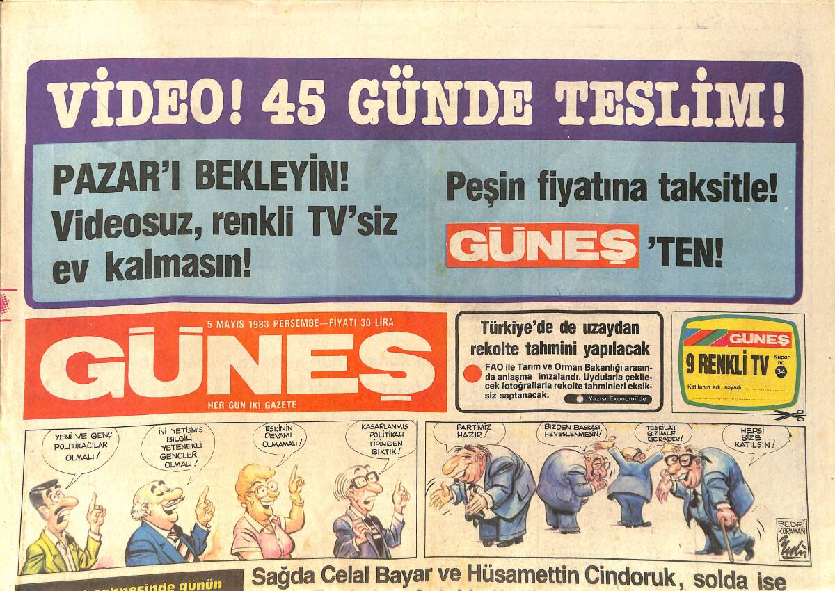Güneş Gazetesi 5 Mayıs 1983 - İlk Raund Ankaragücü'nün - Kuveytli Milyarder Hanımlar Türkiye'de GZ2375 - 1
