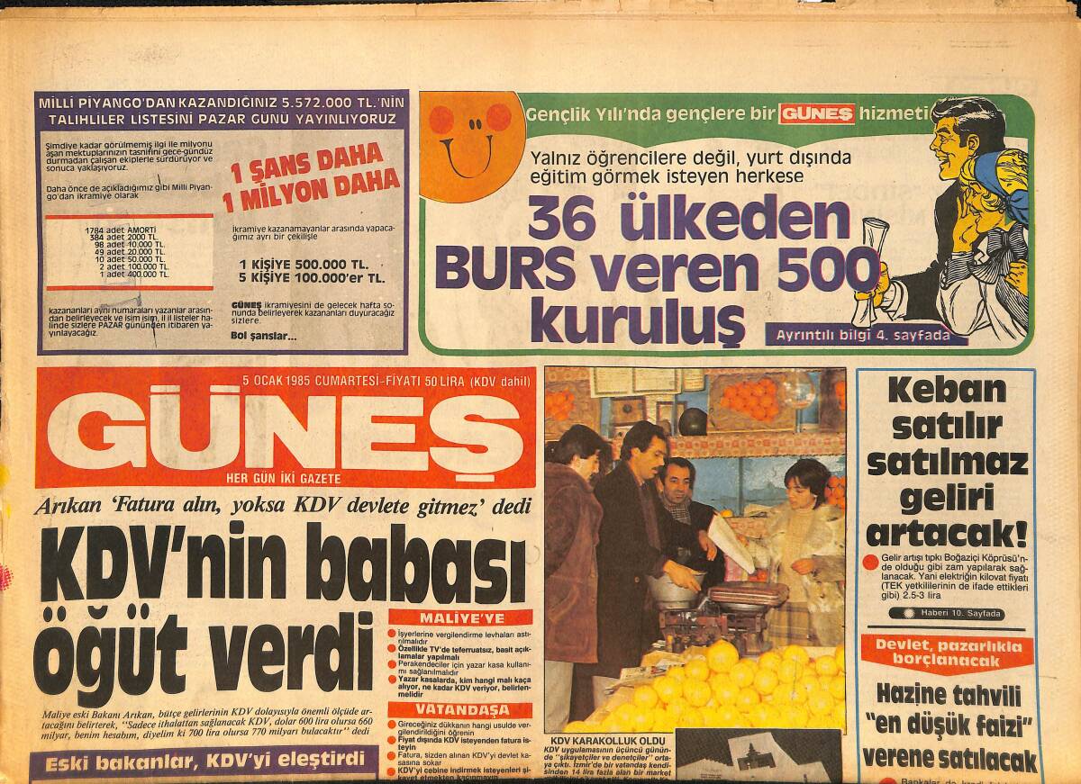 Güneş Gazetesi 5 Ocak 1985 - ...Ve Türkân Şoray Kamera Karşısında GZ157801 - 1