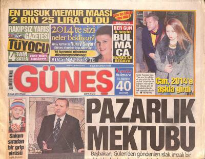 Güneş Gazetesi 5 Ocak 2014 - Ergenekon , Balyoza 5 Temmuz Formülü - Can Tanrıyar , 2014e Aşkla Girdi GZ124667 - 1