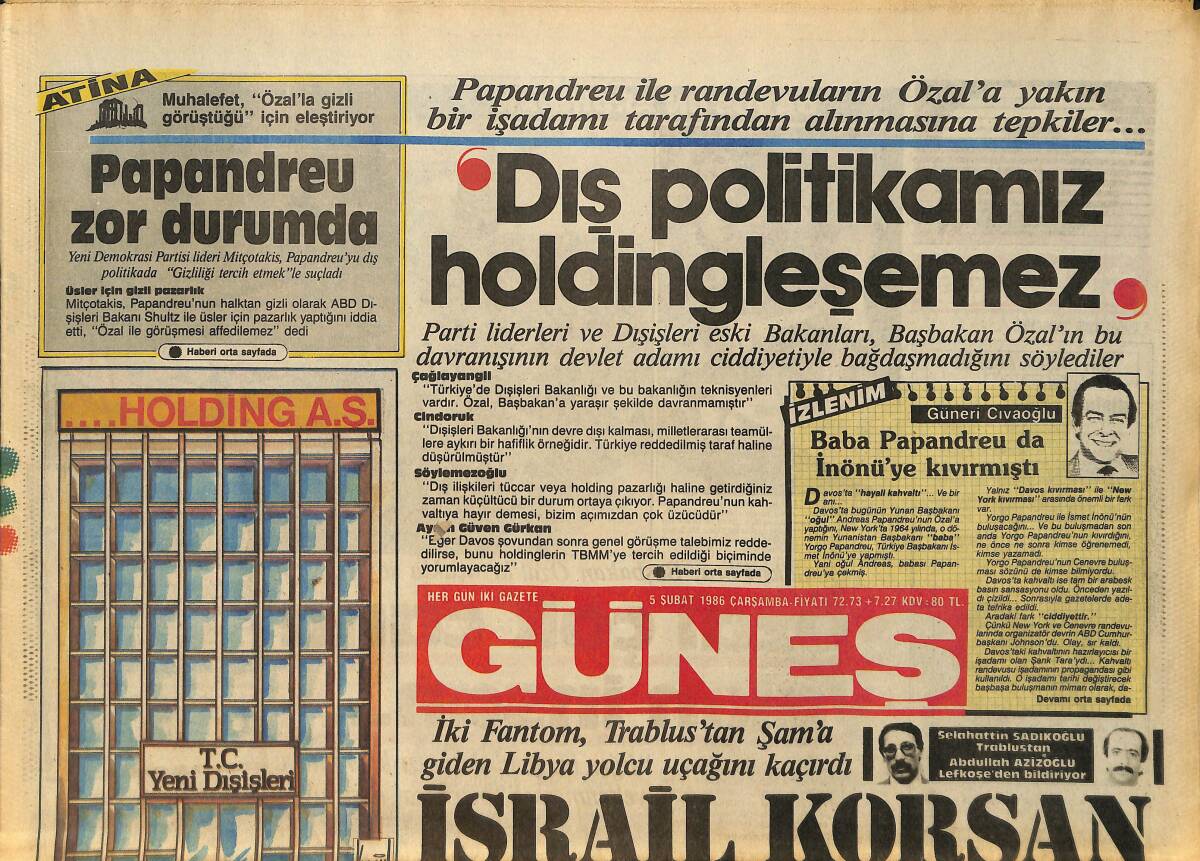 Güneş Gazetesi 5 Şubat 1986 - Sibel Can Boks Dersleri Alıyor - Nükleer Santral Askıda GZ157716 - 1