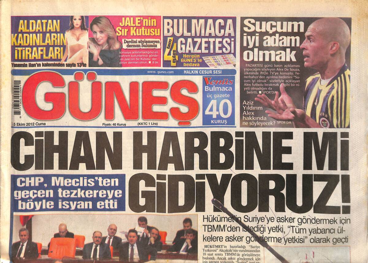 Güneş Gazetesi 6 Ekim 2012 - CHP Meclisten Geçen Tezkereye İsyan Etti - Turgut Özal'ın Naaşı Tekrardan Topkapı'da ki Mezara Defnedilecek GZ159041 - 1