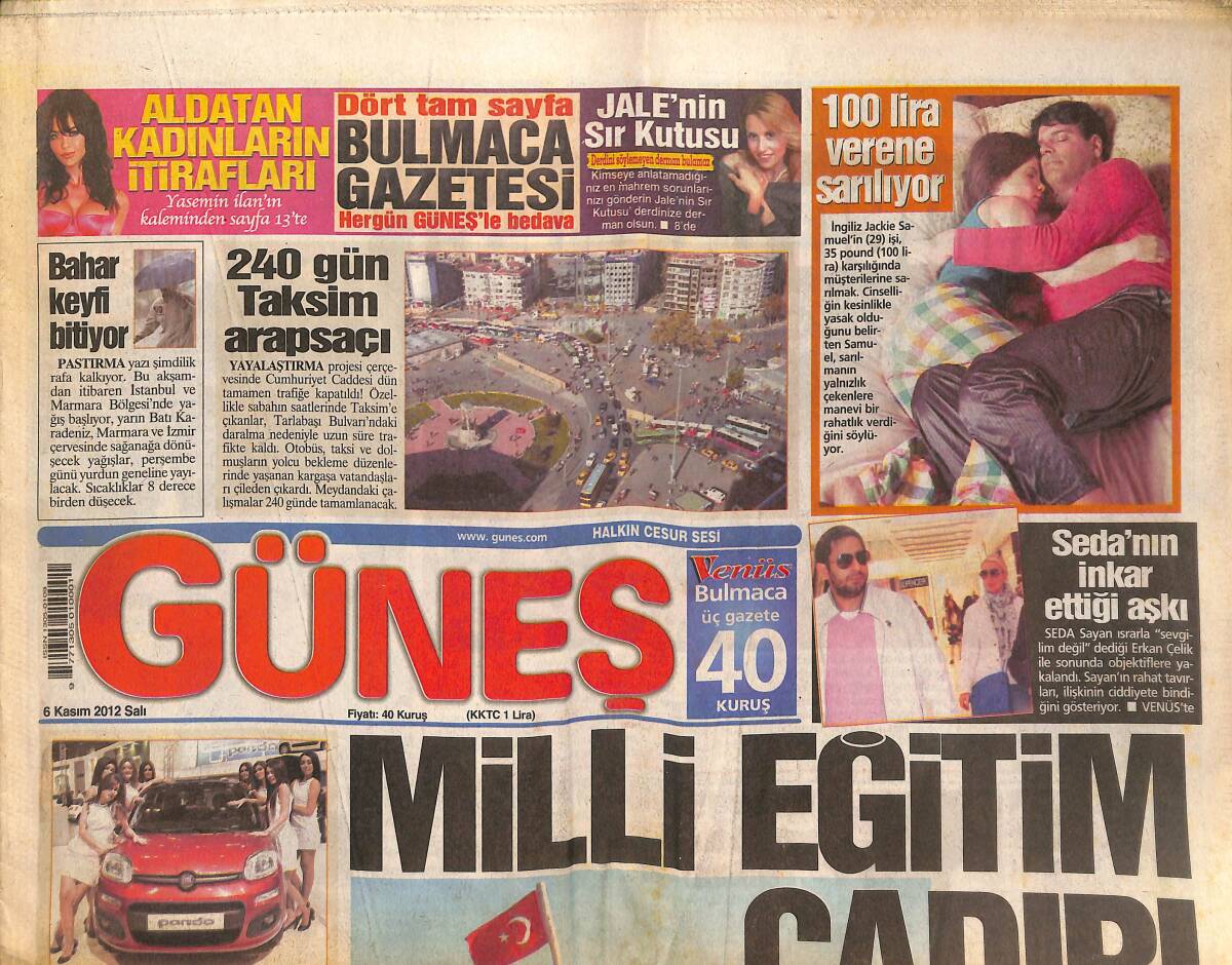 Güneş Gazetesi 6 Kasım 2012 - Seda Sayan'ın İnkar Ettiği Aşkı - BDP'Lİ Vekile Kürt Şamarı! GZ137401 - 1