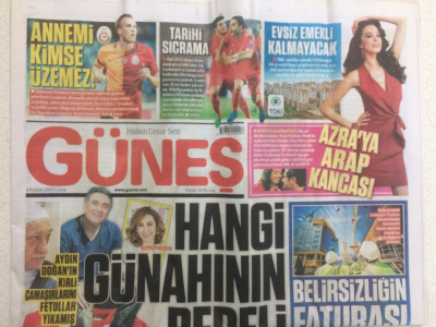 Güneş Gazetesi 6 Kasım 2015 - Azraya Arap Kancası, Hangi Günahın Bedeli GZ27764 - 1