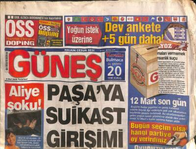 Güneş Gazetesi 6 Mart 2006 - İstiklal Marşına Saygısızlık GZ113476 - 1