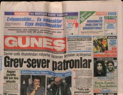 Güneş Gazetesi 6 Temmuz 1989 - Bir Devrin Devleri * Ajda Pekkan - Cem Karaca - Berkant GZ80807 - 1