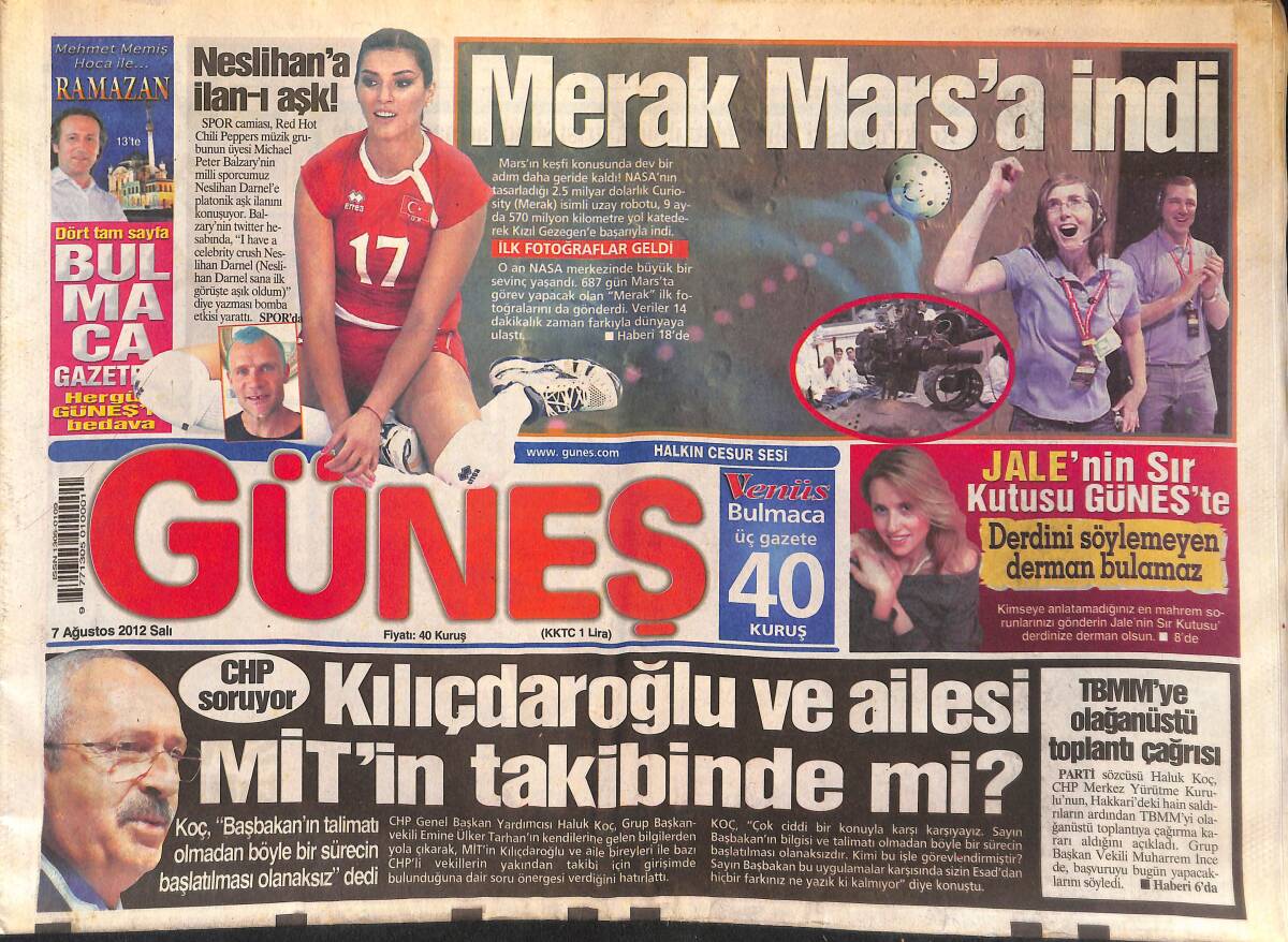Güneş Gazetesi 7 Ağustos 2012 - Kılıçdaroğlu Ve Ailesi MİT'İN Takibinde Mi? - 7 Bölgeye Giriş Yasağı - Babasını Evlendi Diye Öldürdü GZ135718 - 1