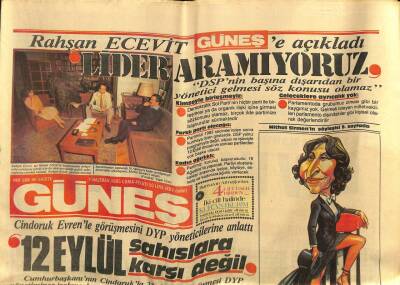 Güneş Gazetesi 7 Haziran 1985 - Rahşan Ecevit Güneşe Açıkladı Lider Aramıyoruz GZ60713 - 2