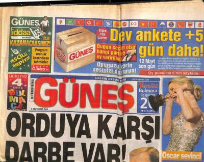 Güneş Gazetesi 7 Mart 2006 - Deniz Baykal , Askere Yönelik Girişimi Sert Dille Eleştirdi - Nuriş Kardeşlere Müebbet Hapis GZ96068 - 1