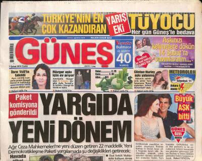 Güneş Gazetesi 7 Şubat 2014 - Şeyhin Teknesi Limana Sığmadı - Gökçek Ankaraya Boğaz Yapacak GZ125695 - 1