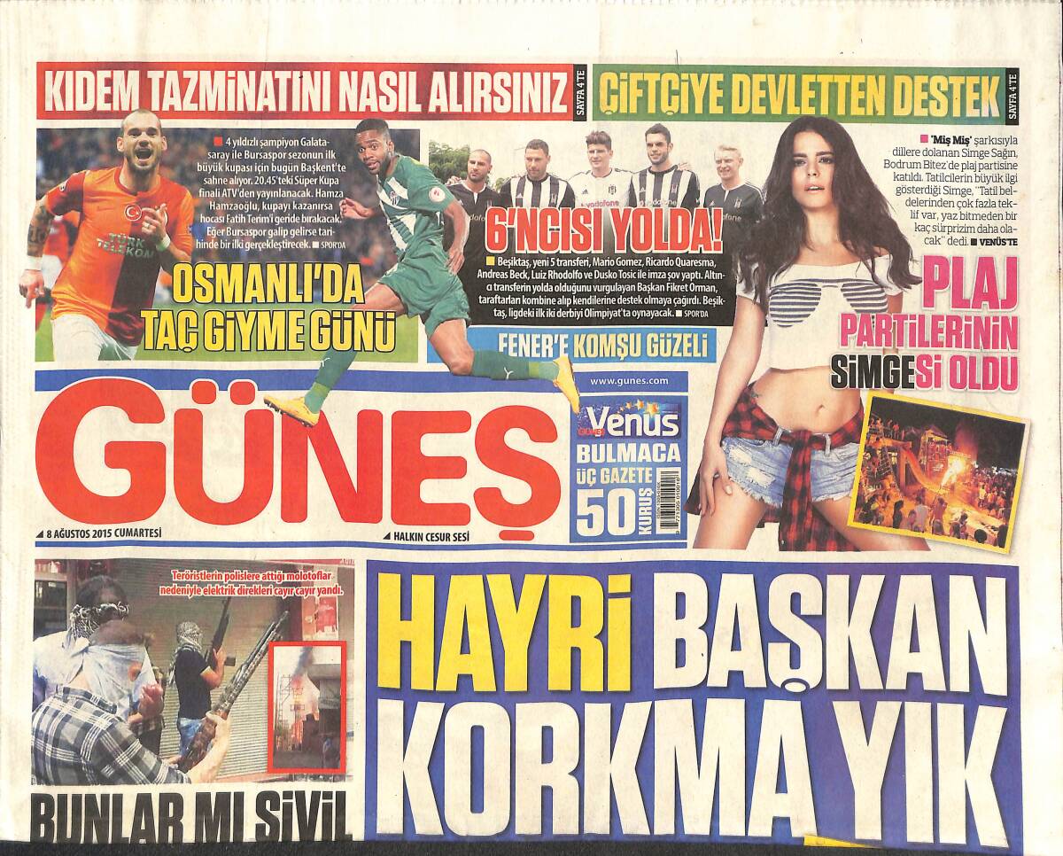 Güneş Gazetesi 8 Ağustos 2015 - 1400 Sığınmacı Çocuk İsveç'te Kayboldu GZ135074 - 1