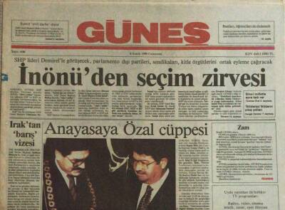 Güneş Gazetesi 8 Aralık 1990-Anayasaya Özal Cüppesi GZ45048 - 1