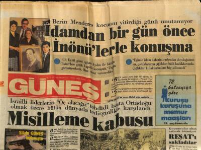 Güneş Gazetesi 8 Eylül 1986 - Berin Menderes Kocasını Yitirdiği Günü Unutamıyor GZ72172 - 1