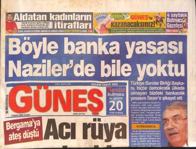 Güneş Gazetesi 8 Eylül 2006 - Paris Hilton Tutuklandı - Bergamaya Ateş Düştü GZ124651 - 1