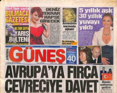 Güneş Gazetesi 8 Haziran 2013 - Deniz Sekiye Verilen 6 Yıl 3 Ay Hapis Cezası,Yargıtay Tarafından Onandı GZ106375 - 1