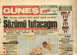 Güneş Gazetesi 8 Kasım 1983 - Özal : ''Seçmen Görevini Yerine Getirdi . Şimdi Sıra Bizde '' GZ157753 - Gökçekoleksiyon