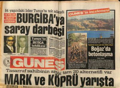 Güneş Gazetesi 8 Kasım 1987 - Boğazda Betonlaşma GZ62664 - 2