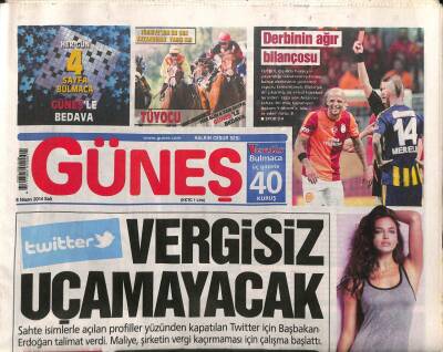 Güneş Gazetesi 8 Nisan 2014 - Charlie Chaplinin 2 Bin Meleği - Obamaya Selfie Yasağı GZ100409 - 1