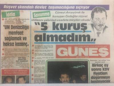 Güneş Gazetesi 8 Ocak 1985 - Rüşvet Skandalı Devlet Taşımacılığına Sıçrıyor GZ38161 - 1