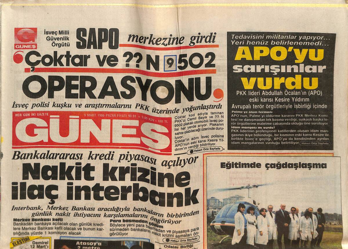 Güneş Gazetesi 9 Mart 1986 - Egemen Bostancı Toprağa Verildi - Fener'in Yüzü Güldü GZ151490 - 1
