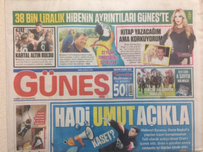 Güneş Gazetesi 9 Mart 2015 - Rüştü Reçberin Eşi Işıl Reçber Kitap Yazacağım Ama Korkuyorum GZ27216 - 1