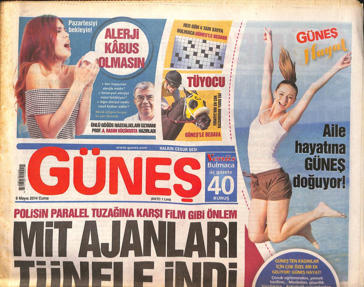 Güneş Gazetesi 9 Mayıs 2014 - Muhteşem Yüzyıl'ın Gizli Dünyası Başlıyor! - Senem Kuyucuoğlu'na İkinci Tuzak! GZ136993 - 1