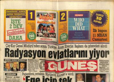Güneş Gazetesi 9 Nisan 1987 - Marmarada Temizlik GZ60679 - 1