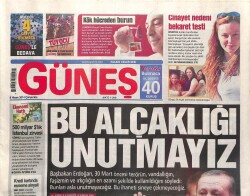 Güneş Gazetesi 9 Nisan 2014 - Ukrayna Parça Parça Bölünüyor - Kılıçdaroğluna Çirkin Yumruk GZ100282 - 1