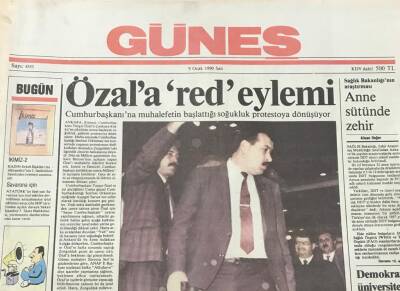 Güneş Gazetesi 9 Ocak 1990-Özala Red Eylemi GZ36569 - 1