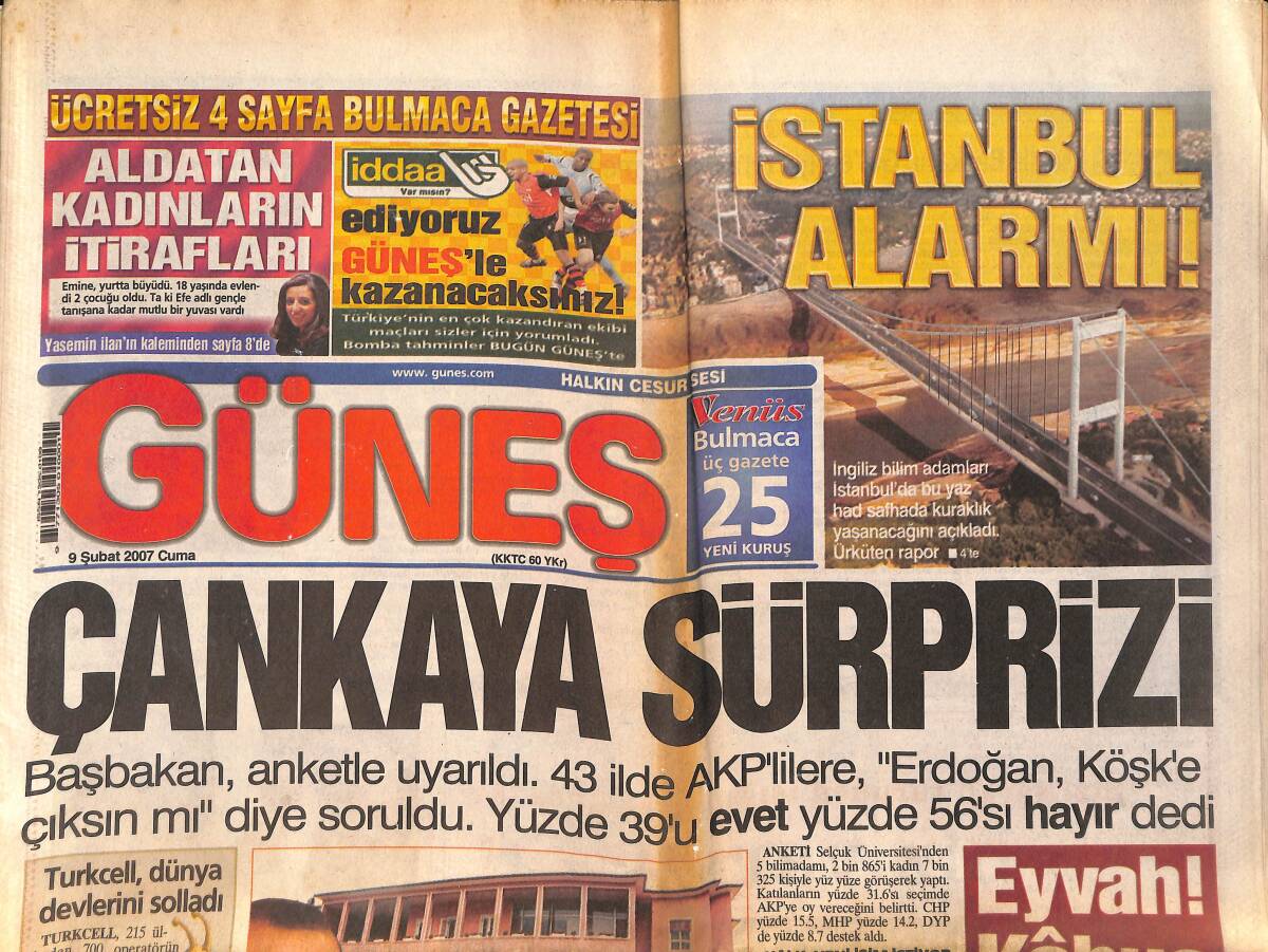 Güneş Gazetesi 9 Şubat 2007 - Hülya Avşar , 12 Yıl Sonra Uludağ'da - 360 Ton Dolar Kayboldu GZ157834 - 1
