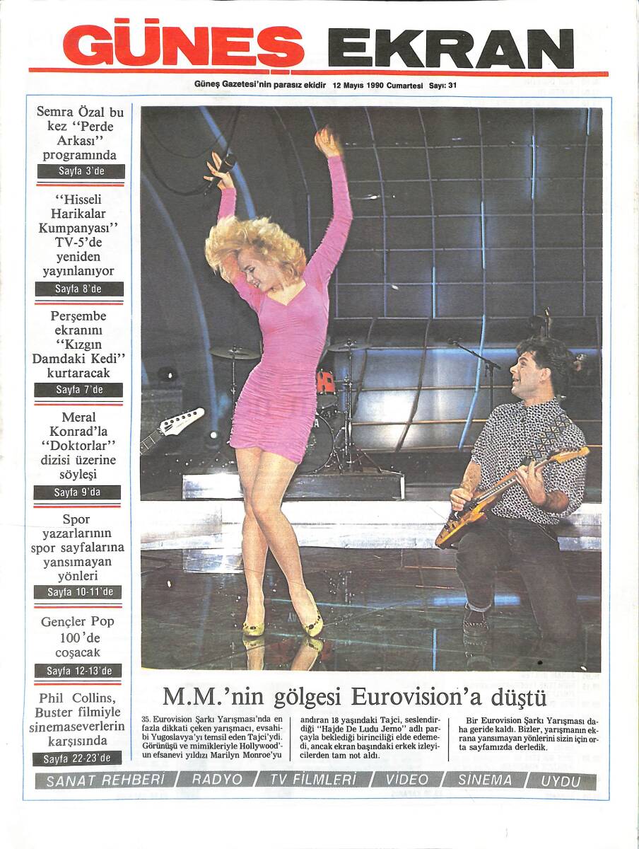 Güneş Gazetesi Ekran Eki 12 Mayıs 1990 - Rock Müziğin Yaşayan Efsanesi Phil Collins Buster Filmiyle Sinemaseverlerin Karşısında GZ137519 - 1