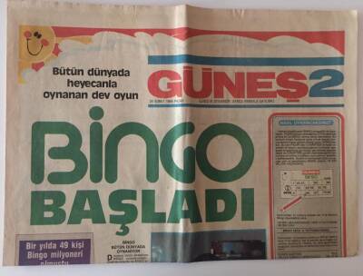 Güneş Gazetesi Güneş 2 Eki 24 Şubat 1985 - Bütün Dünyada Oynan Dev Oyun Bingo , Müjde Arda Eski Bir Bingocu GZ13253 - 1