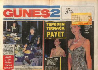 Güneş Gazetesi Güneş 2 Eki 9 Kasım 1985 - Ferda Özogöral Yemek Pişirmeyi Çok Sevdiğini Söylüyor GZ94211 - 1